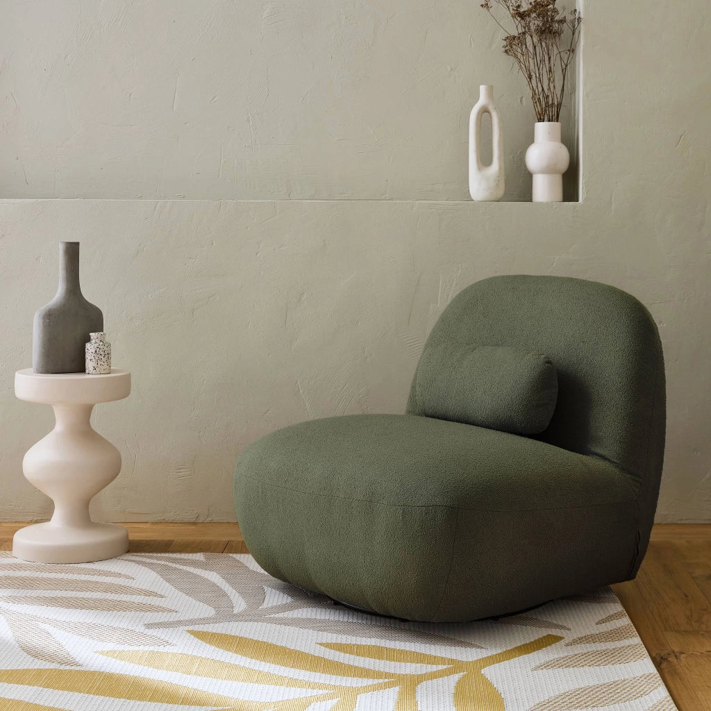 Poltrona girevole 360° bouclé, kaki