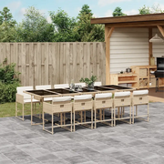 Set da Pranzo da Giardino 11 pz con Cuscini Beige in Polyrattan 3211294