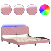 Letto matrimoniale | Letto per adulti | Giroletto con LED senza Materasso Rosa 180x200 cm in Velluto