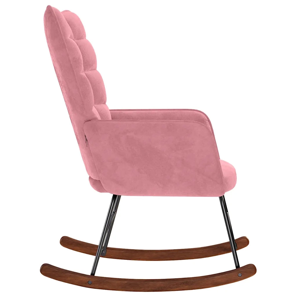 Sedia a Dondolo Rosa in Velluto 4016836