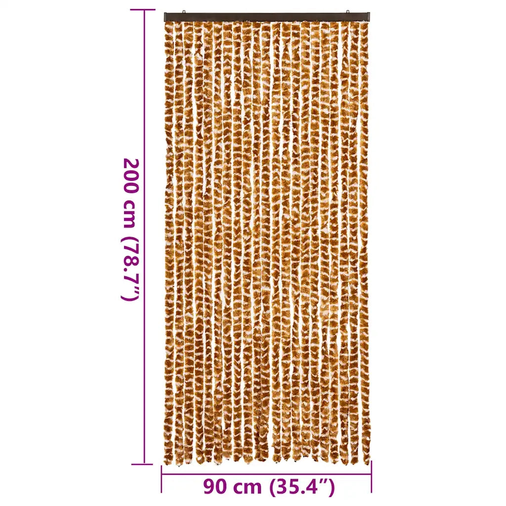 Tenda Antimosche Ocra e Bianca 90x200 cm in Ciniglia CFW5956258
