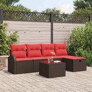 Set di divani con cuscino Marrone e Rosso polyrattan 3359073