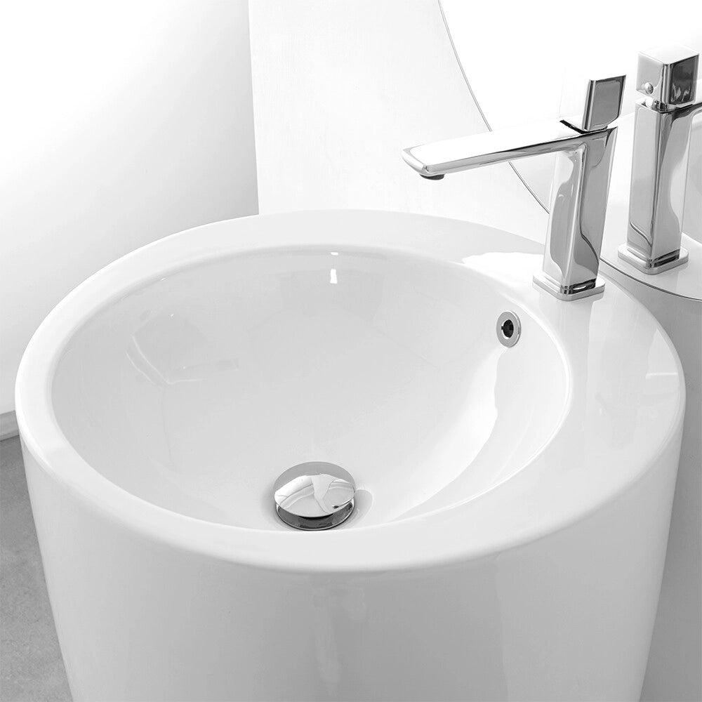 Lavabo freestanding 50x85h cm in ceramica bianco lucido Tokyo