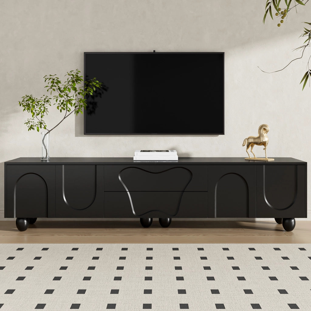 Cassettiera TV nera in truciolato lunghezza 180 cm
