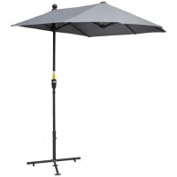 2 x 2 m Ombrellone a Mezzaluna per Balcone con Staffa Impermeabile per Giardini Terrazze Cortili 100% Poliestere Grigio Scuro