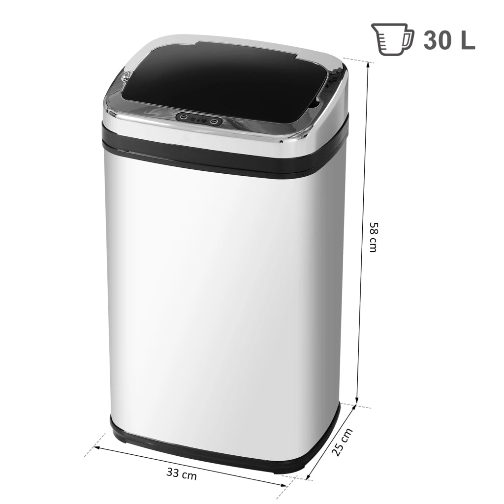 Cestino 30L Automatico ¨C Minimal ¨C Acciaio Inossidabile Argento