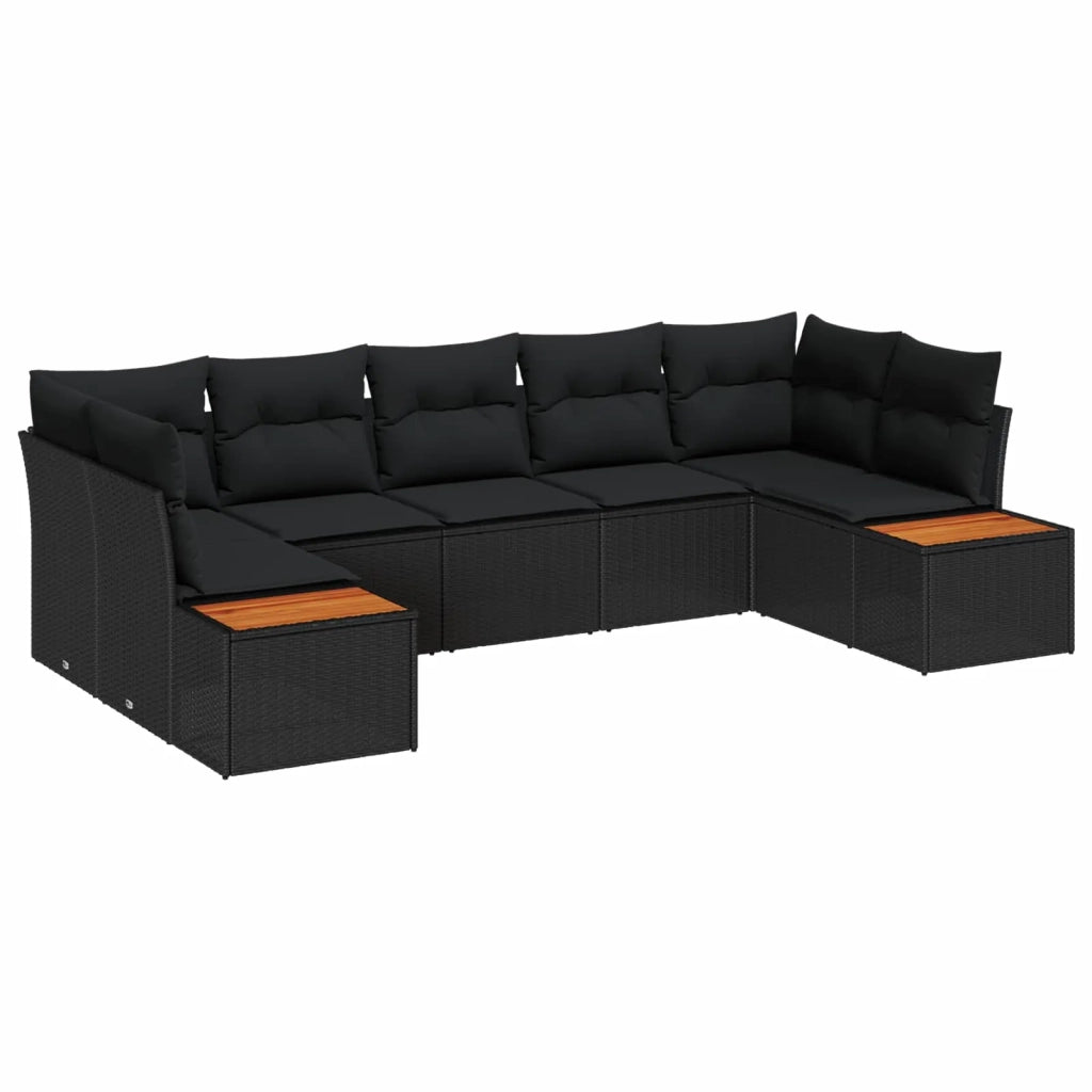 Set Divano da Giardino con cuscino 7 pcs Nero Polyrattan 3356828