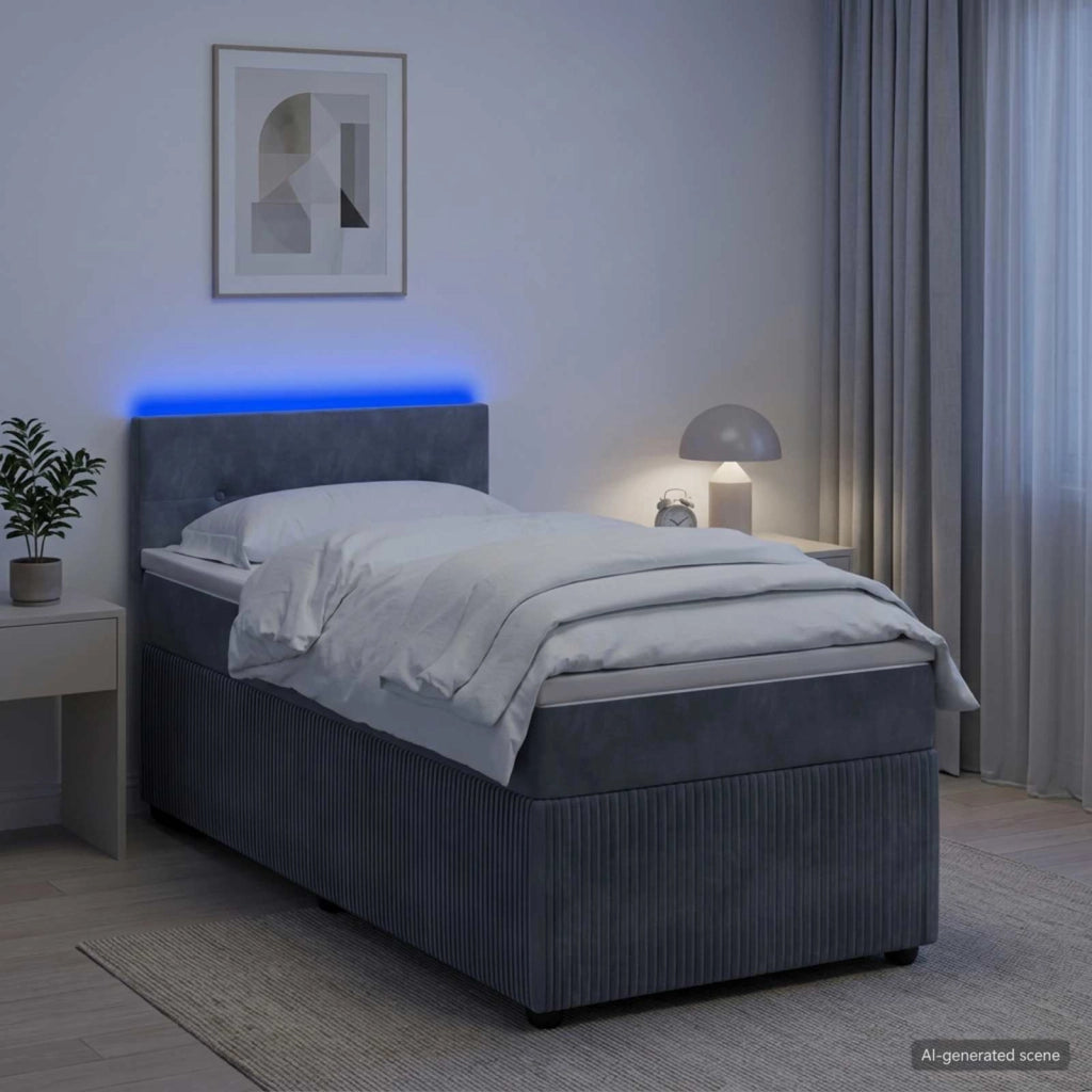 Letto box spring con materasso Grigio Scuro 100 x 200 cm 3453084