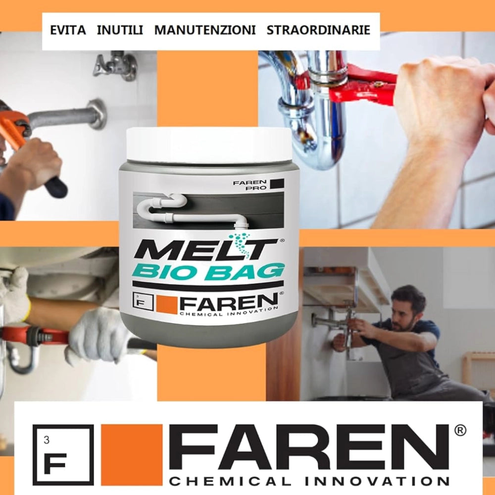 Faren melt bio bag trattamento per scarichi e fosse biologiche 300 gr. 3 pezzi