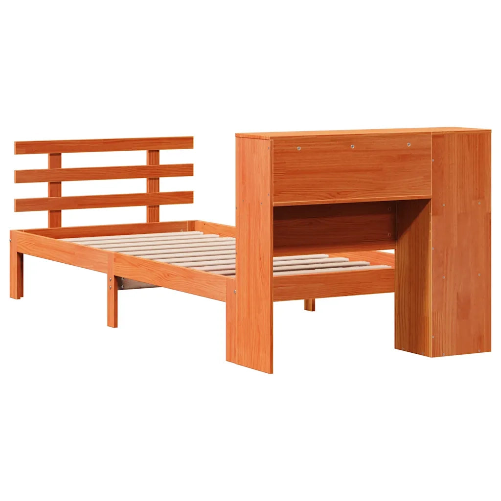 Letto Libreria senza Materasso Marrone Cera 100x200 cm in Pino 3322740