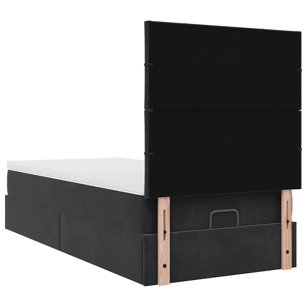 Struttura Letto Pouf con Materassi Nero 100x200 cm Velluto 3314302