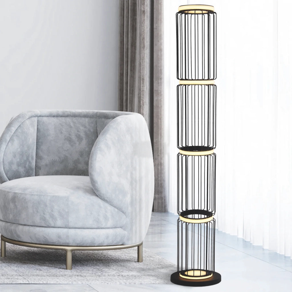 Piantana Industrial-Nordico Circolo Alluminio Bianco Silicone Nero Led 35W 3000K