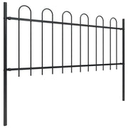 Recinzione da Giardino | Recinzione da cortile con Parte Superiore ad Anello in Acciaio 359x80 cm Nero