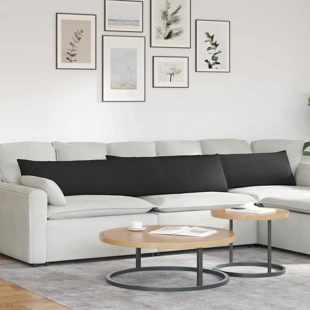 Cuscini da Divano 2 pz-Set di 2 Cuscini per Sofa Nero 200 x 40 cm Tessuto 865210