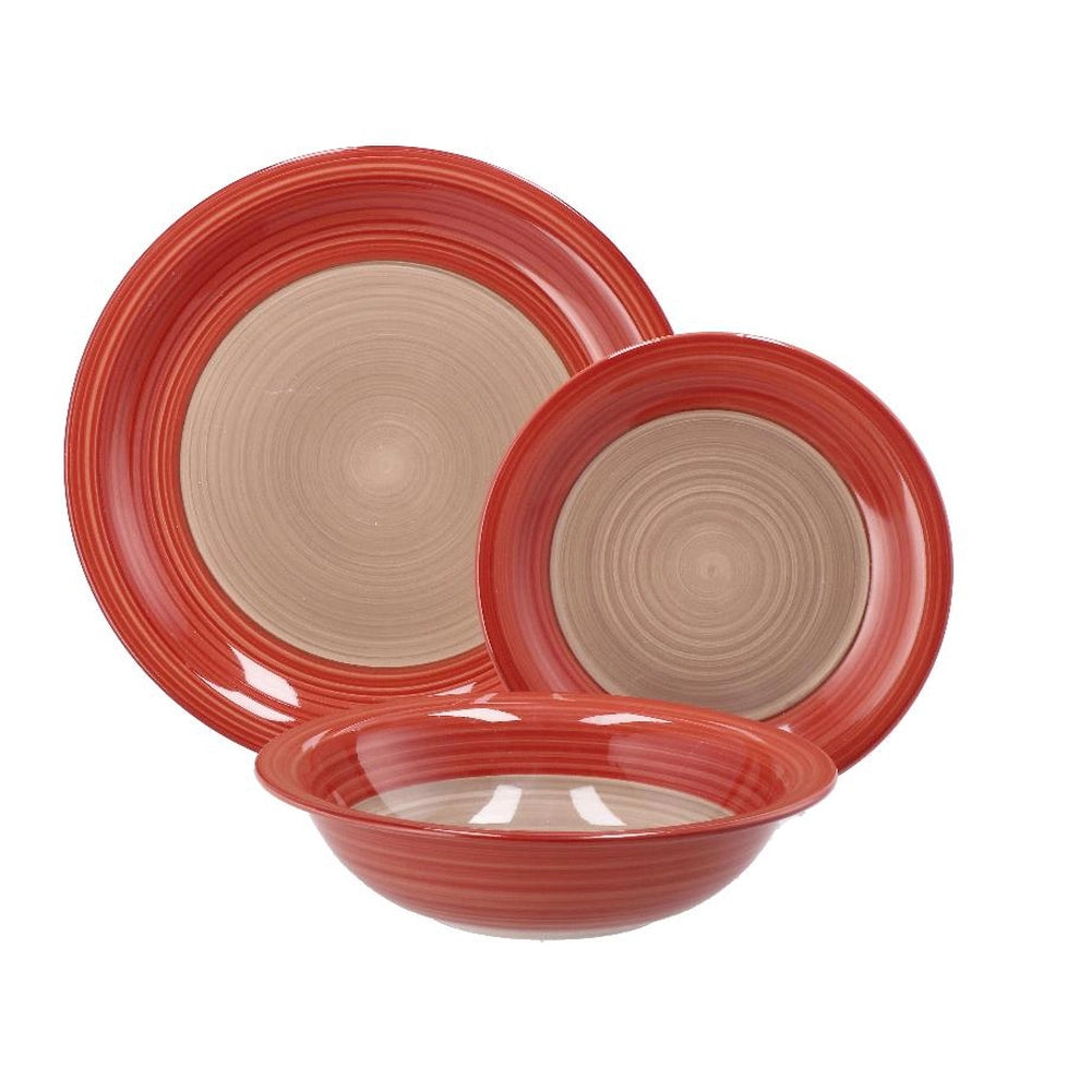 Servizio di Piatti da Tavola in Ceramica Cloe Rosa 18 Pezzi