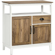 Easycomfort Mobile Cucina Stile Rustico con Armadietti e Cassetto, 76.6x 35x 81.5cm, Bianco e Marrone