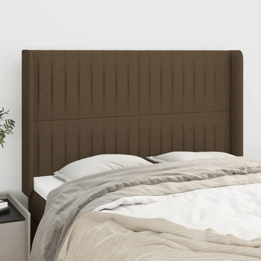 Testiera | Testata ad Orecchio MarroneScuro147x16x118/128cm inTessuto