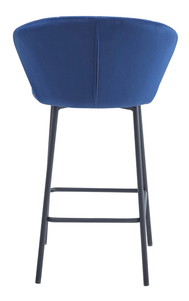 Sgabello da bar Valora GATTA in velluto blu navy con gambe nere x2