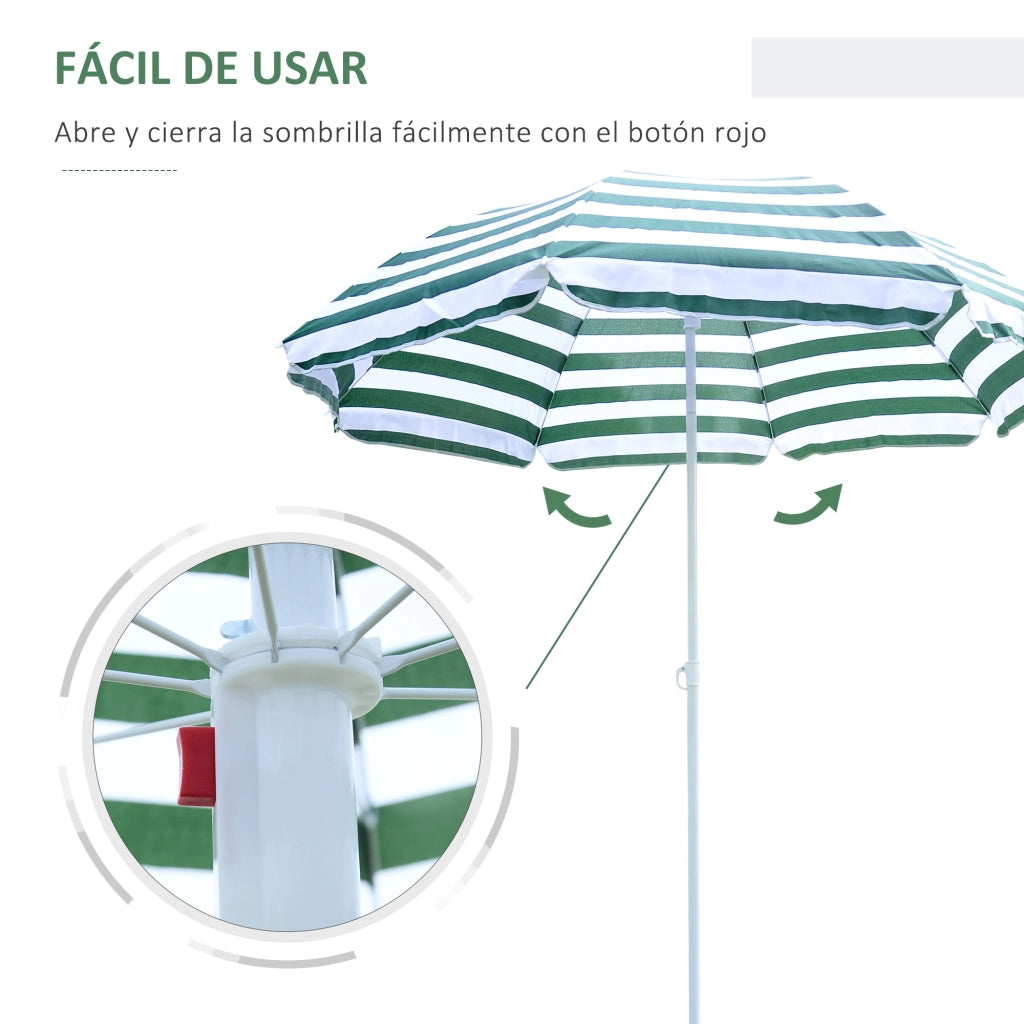 Ombrellone da Giardino inclinabile ¨C Minimal ¨C Verde e Bianco 180 cm