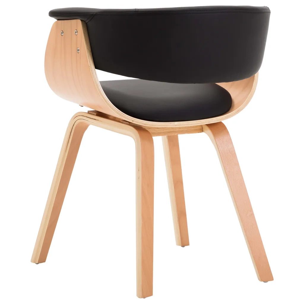 Sedia da Pranzo Nera in Legno Piegato e Similpelle 283131
