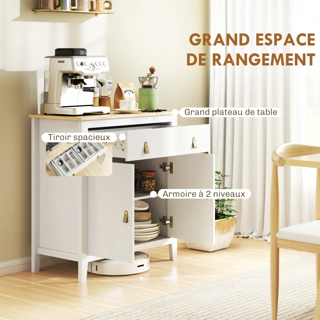 Mobile da soggiorno ¨C zephmum ¨C 80x40x90, bianco, con cassetti e ripiani