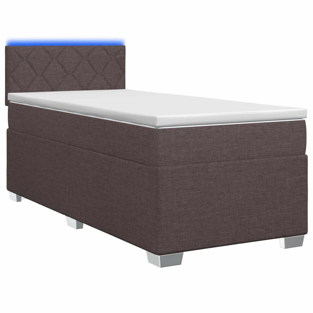 Letto con Box Spring, Materasso e LED Marrone Scuro 90 x 200 cm 3451864