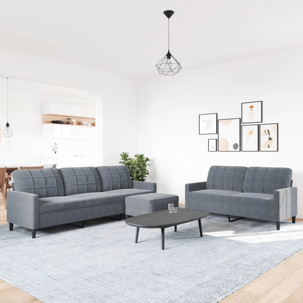 Set di Divani 3 pz con Cuscini Grigio Scuro in Velluto 3278482