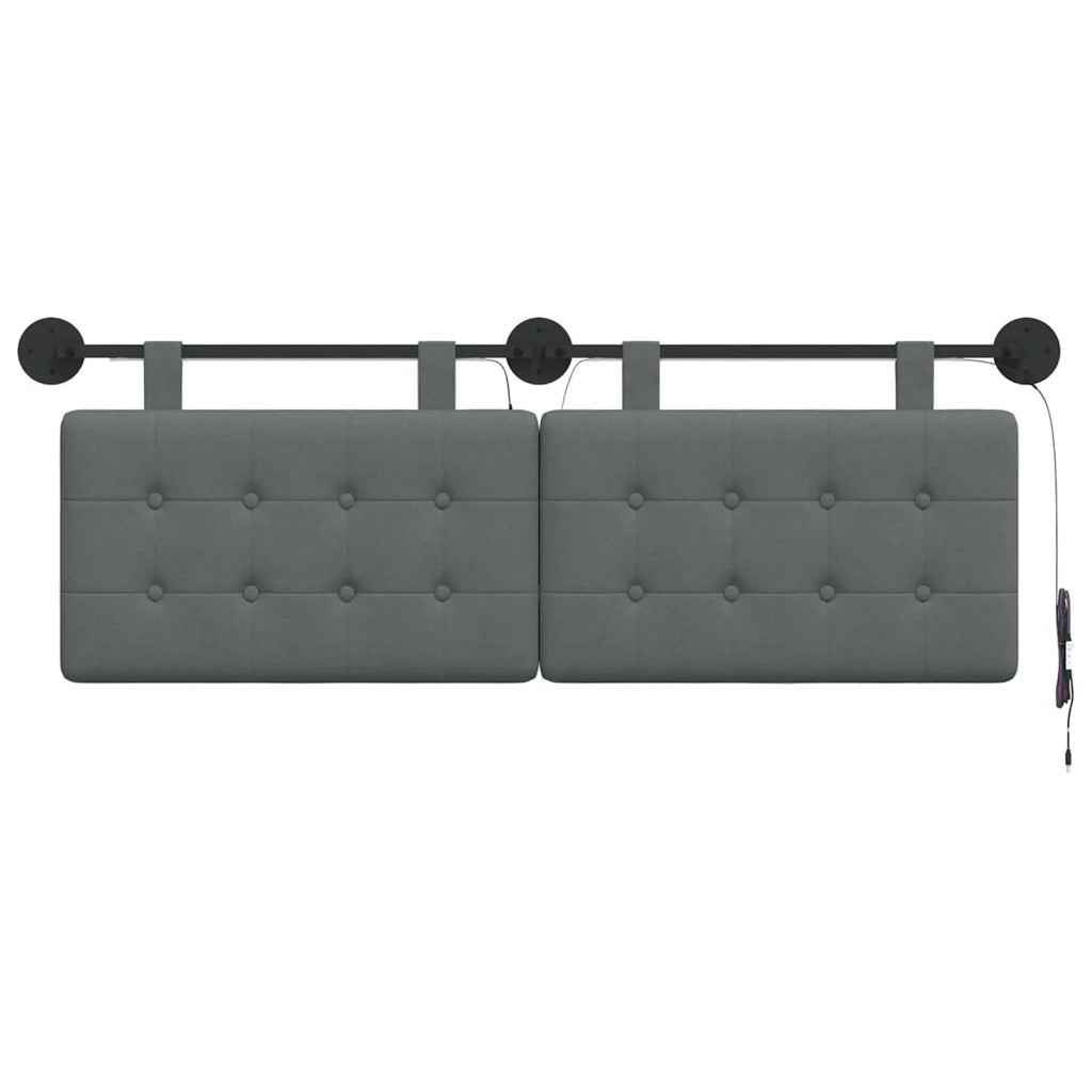 Testiera sospesa Con luce LED Grigio Scuro Tessuto 3424409