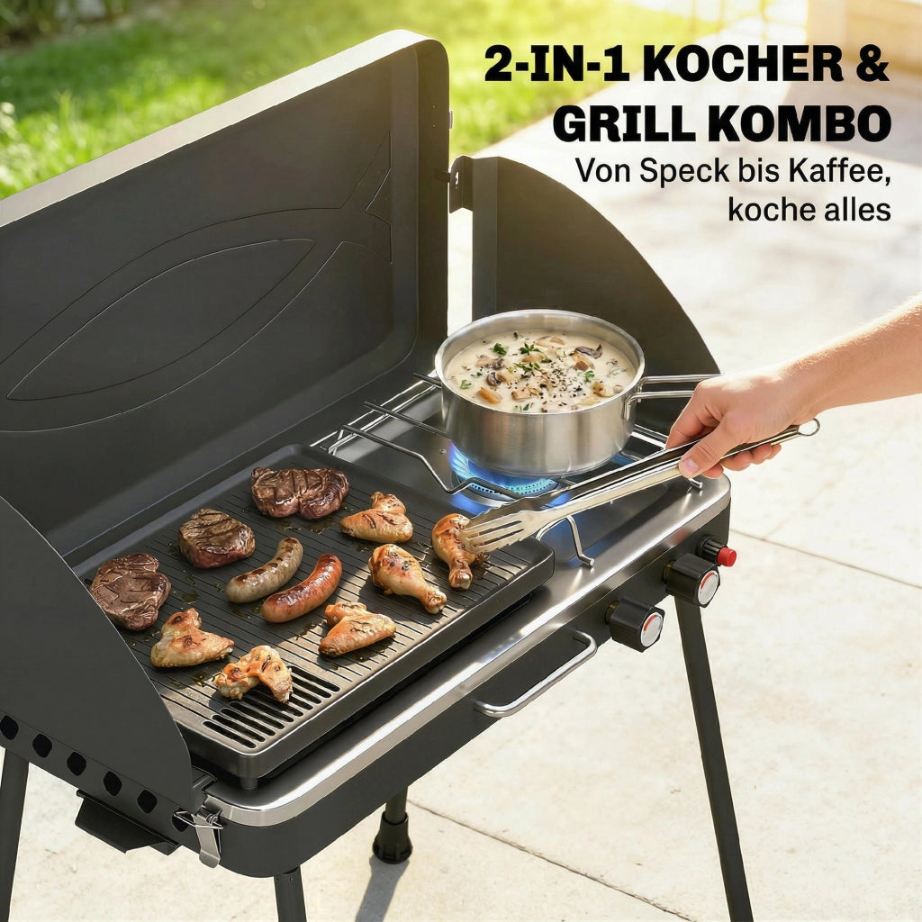 Barbecue a gas portatile 2 bruciatori 7 kW ¨C Minimal ¨C grigio