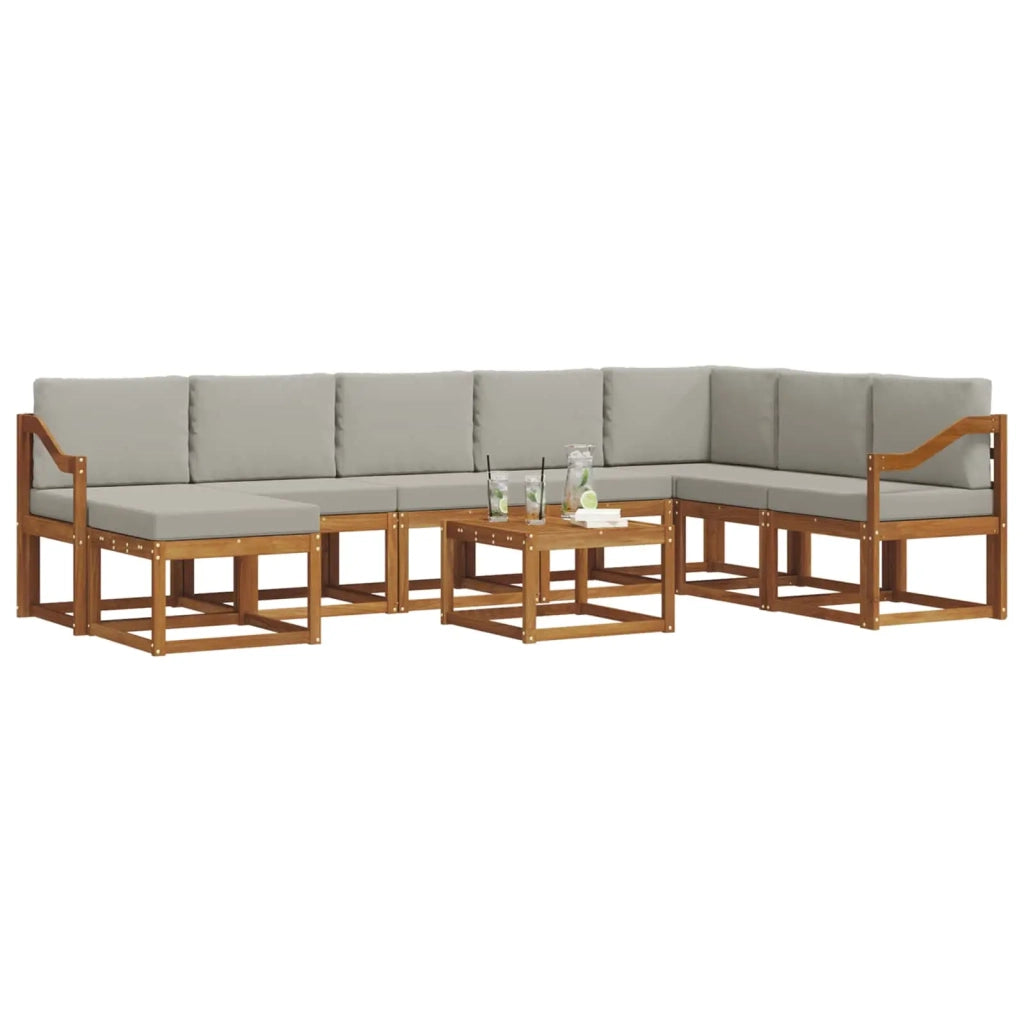 Set di divani da esterno 9 pcs Grigio Naturale e Chiaro 3366864