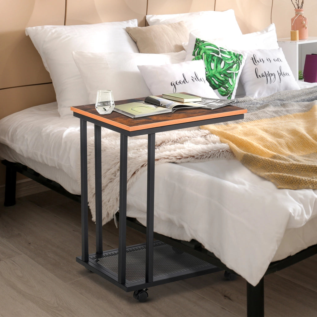 Tavolino da caff¨¨ con ruote ¨C Minimal ¨C Legno e metallo 51x36x65 cm