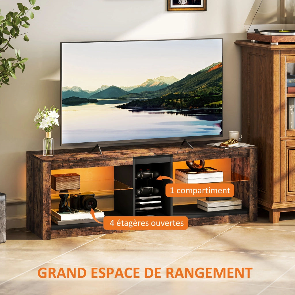 Mobile TV con luci LED e telecomando - Xylo - marrone 140x35x47cm