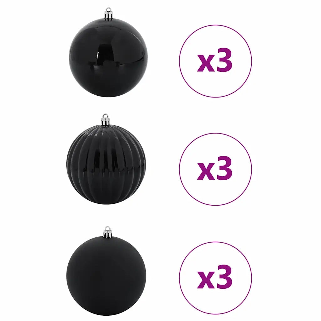 Set di Palline di Natale XL 9 pcs Nero Plastica 42018858