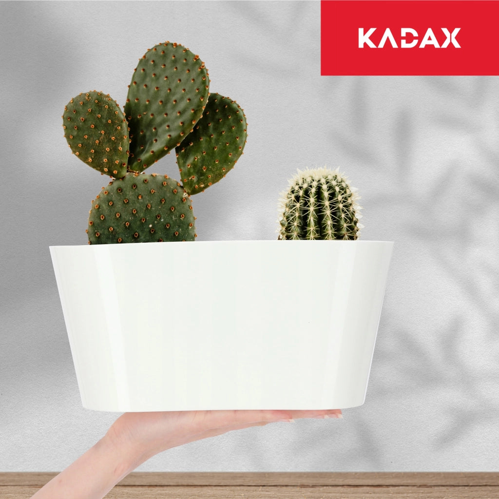 Vaso da fiori KADAX, vaso per fiori, coperchio in plastica, 27 cm, supporto per fiori, balcone, bianco