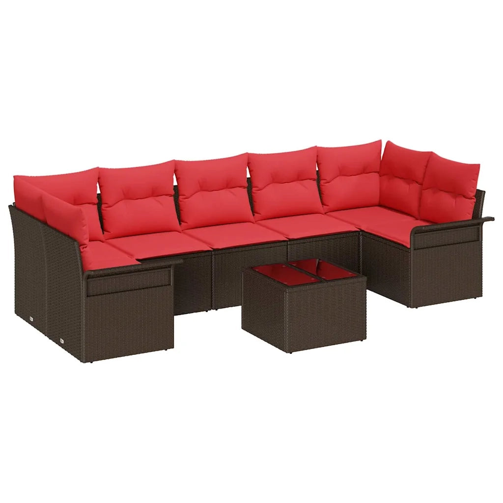 Set Divano da Giardino 8 pcs Marrone polyrattan 3345284