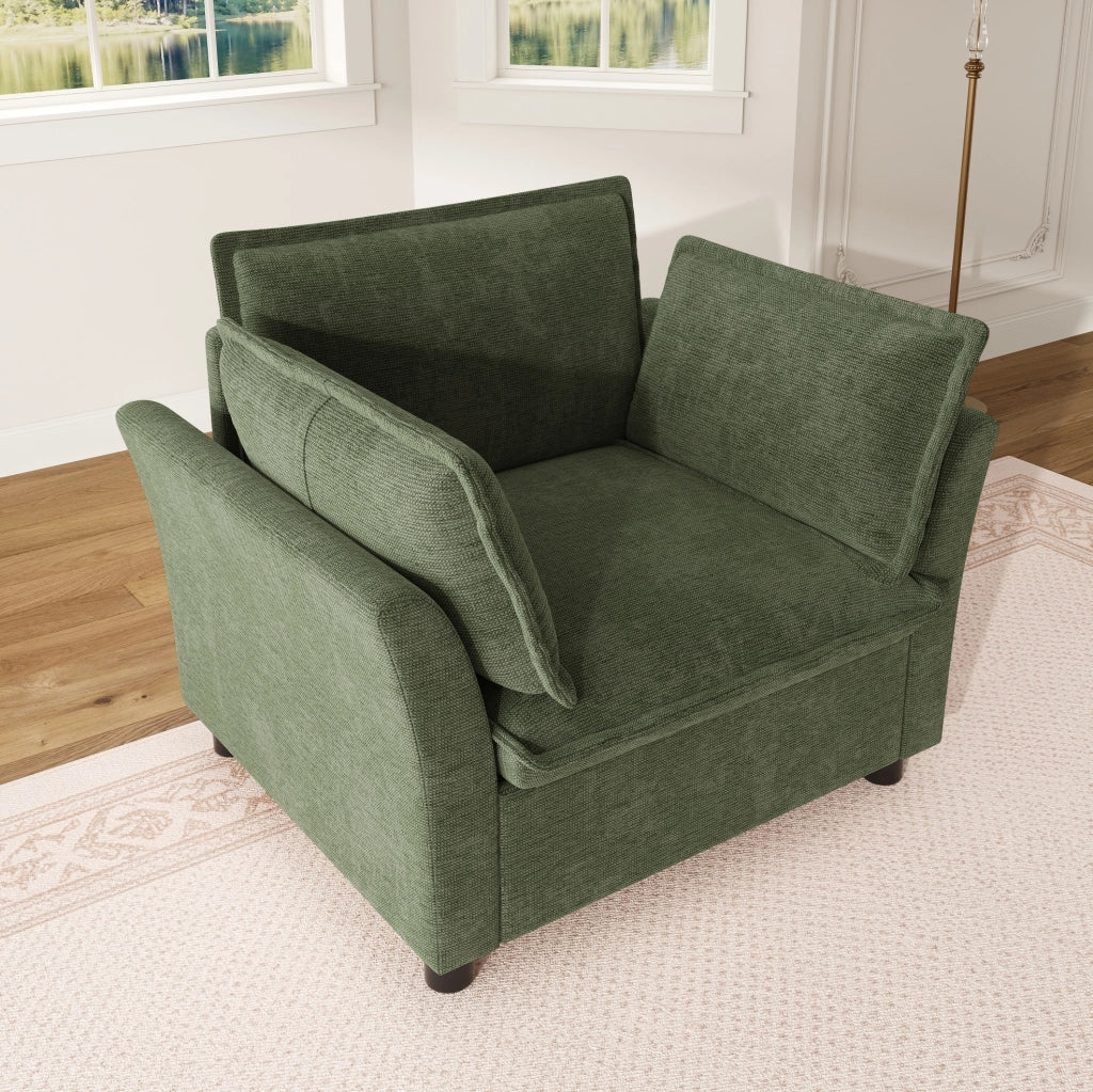 Poltrona singola con braccioli 90 x 81 x 87 cm in tessuto Chenille verde
