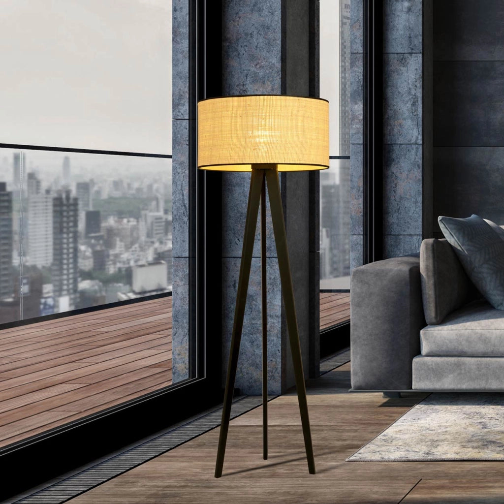 Lampada da terra Emibig Aston treppiede rattan E27 150cm