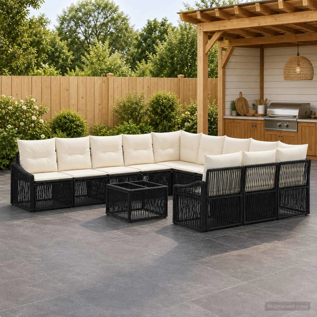 Set Divano da Giardino 12 pcs Nero polyrattan 3436147