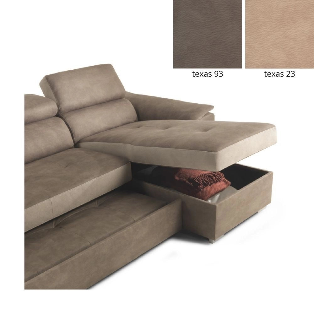 Divano letto Symposio con penisola marrone beige