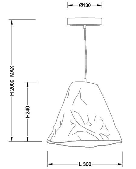 Lampada a Sospensione Crumple in Ceramica e Metallo Bianco, Attacco E27, Design Elegante e Moderno, Ideale per Illuminazione d'Interni