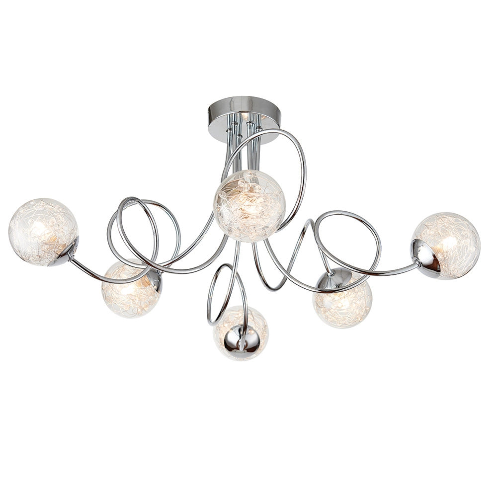 Plafoniera cromata Auria Endon 6 luci G9 dimmerabile