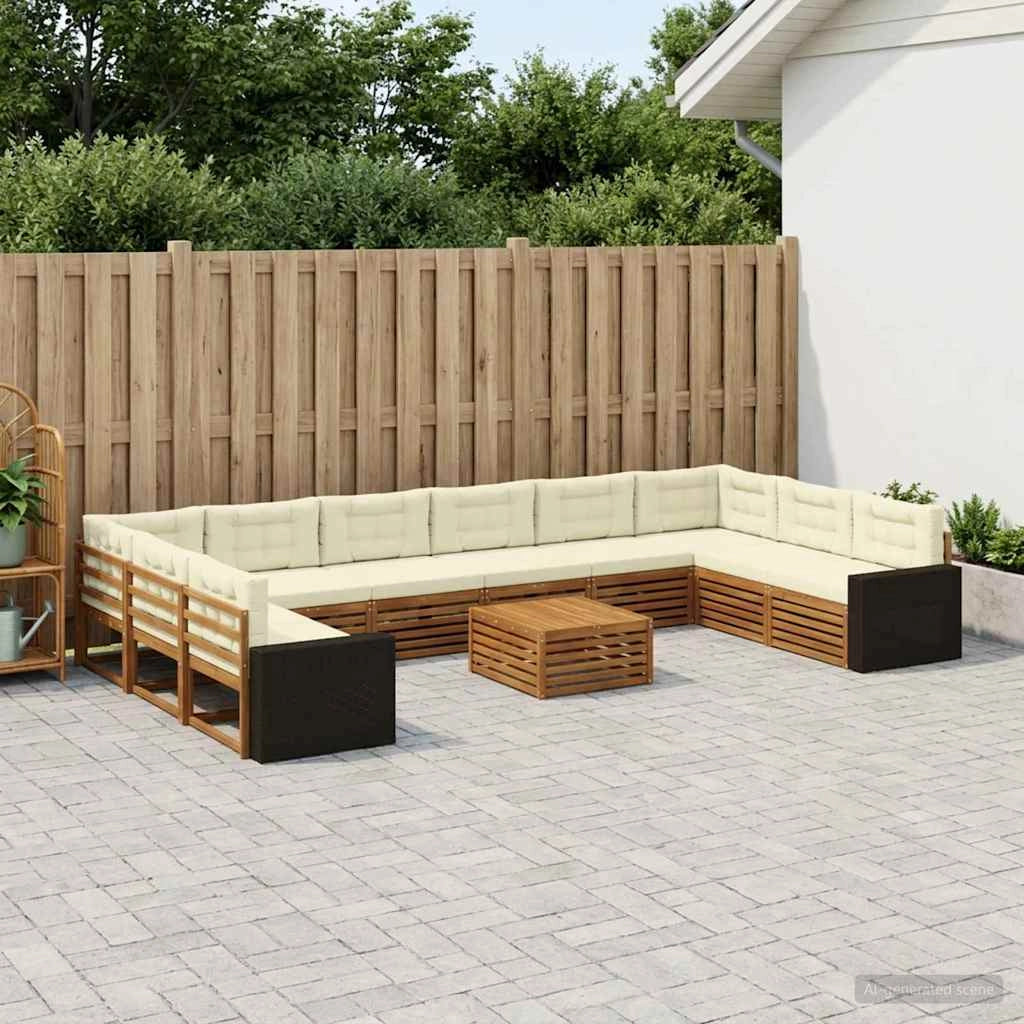 Set divani 11 pz Legno di Acacia Massello 3383933
