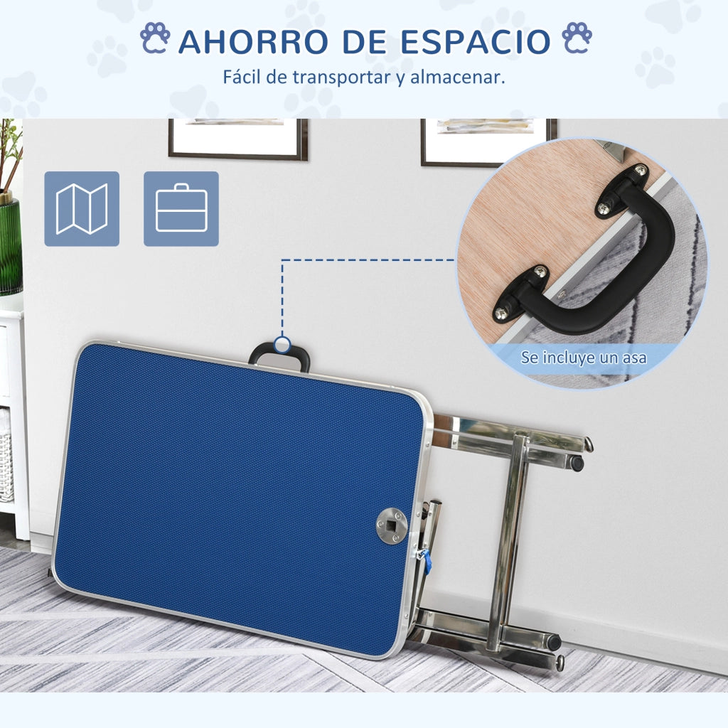 Tavolo da Toelettatura per Animali Domestici ¨C zephmum ¨C Blu 72x45x74-81 cm