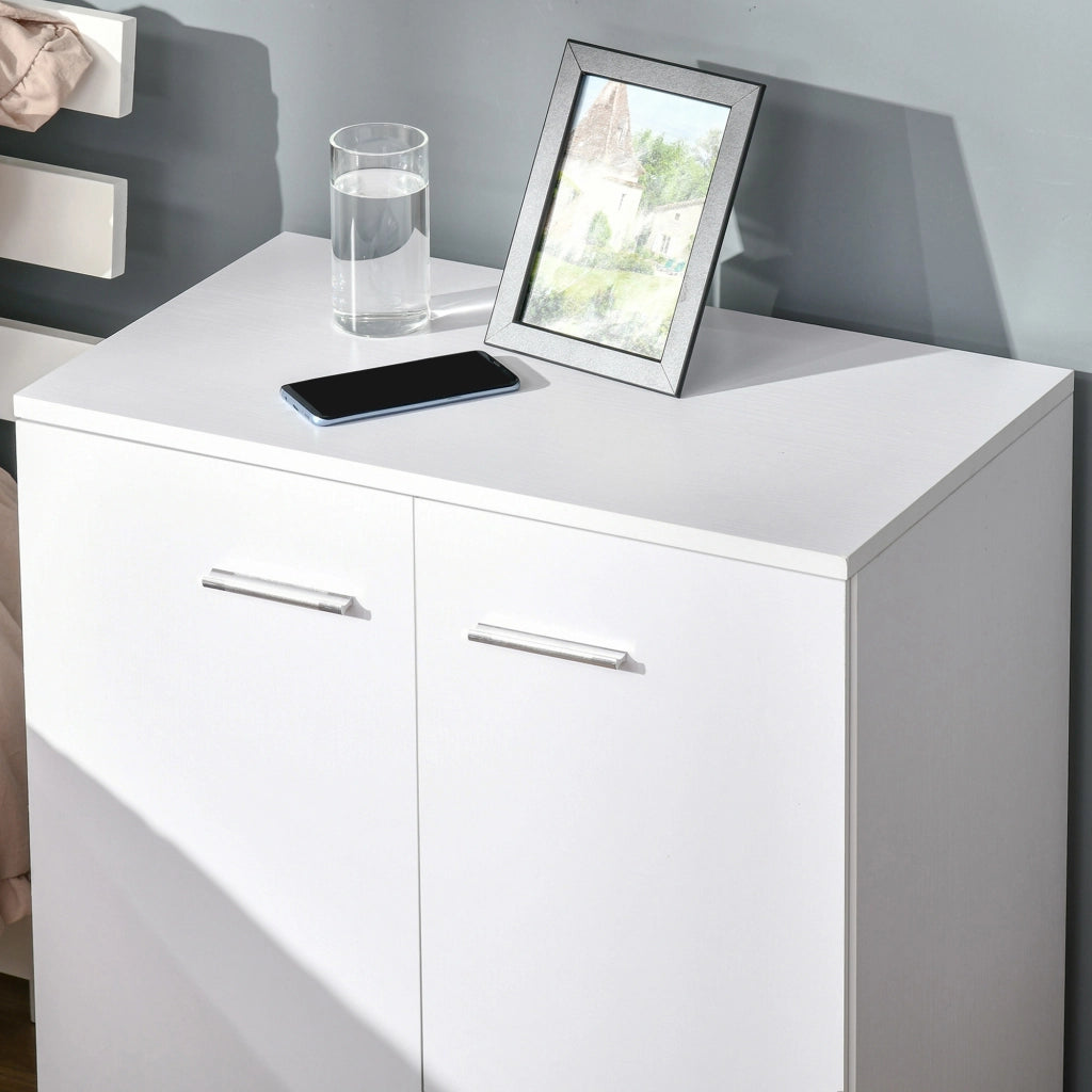 Mobile Portadocumenti ¨C Zephmum ¨C Legno con 2 ante e ruote, 60x35x65, Bianco