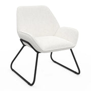 IDMarket - Poltrona SIXTINE in tessuto bouclette e gambe in metallo nero