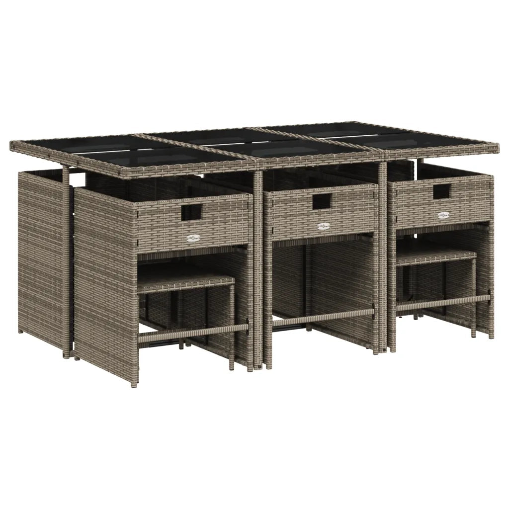 Set da pranzo da giardino da 11 pz con Cuscini in Polyrattan Grigio 3277920