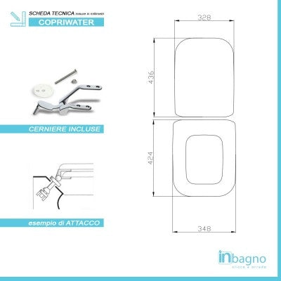Copriwater champagne serie Conca Ideal Standard in legno rivestito con cerniere