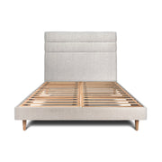 Letto 140x190 cm con testiera in linea - tessuto bouclé