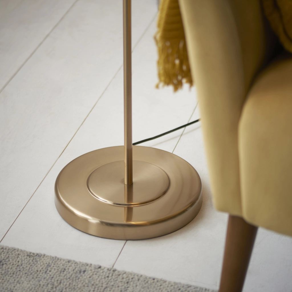 Lampada da terra ottone con paralume lino E27 Endon