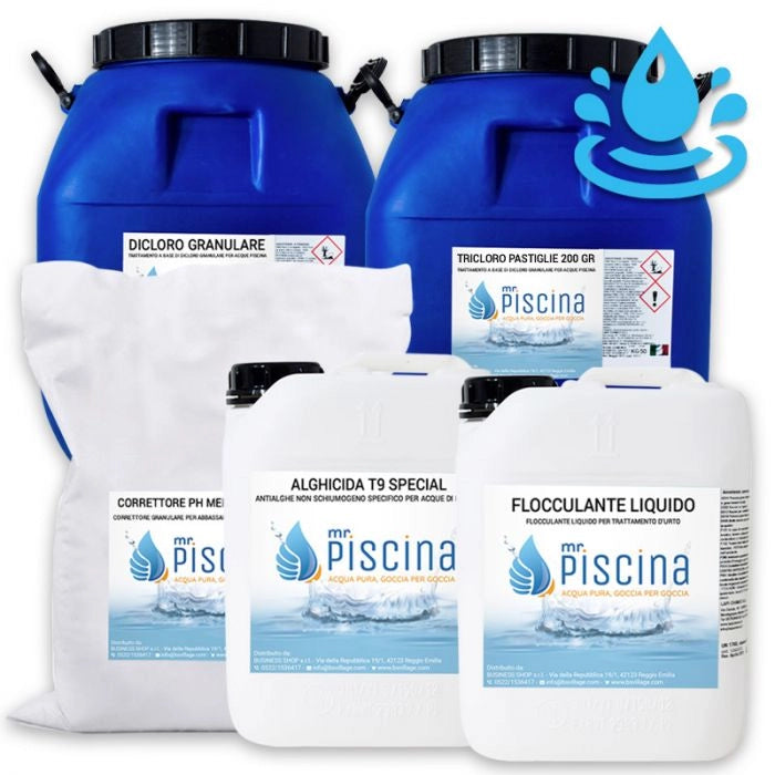 Kit mix per mantenimento acqua piscina Volume piscina: Da 100 a 200 m³